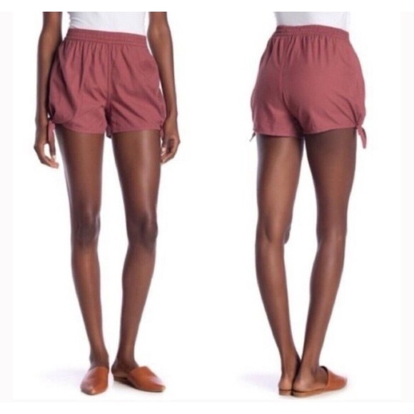 Madewell NWT Side Tie Shorts Women’s Size XS Autumn Berry Twill 4" Inseam - Picture 1 of 11